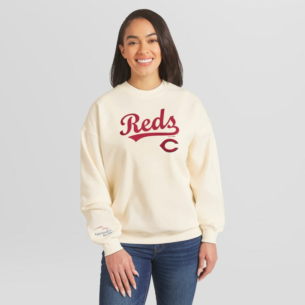 Cincinnati Reds WEAR by Erin Andrews Women's Heavyweight Crew Neck Sweatshirt - MLB
