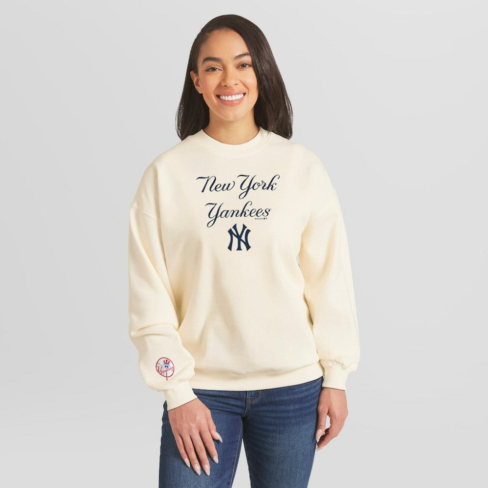 New York Yankees WEAR by Erin Andrews Women's Heavyweight Crew Neck Sweatshirt - MLB