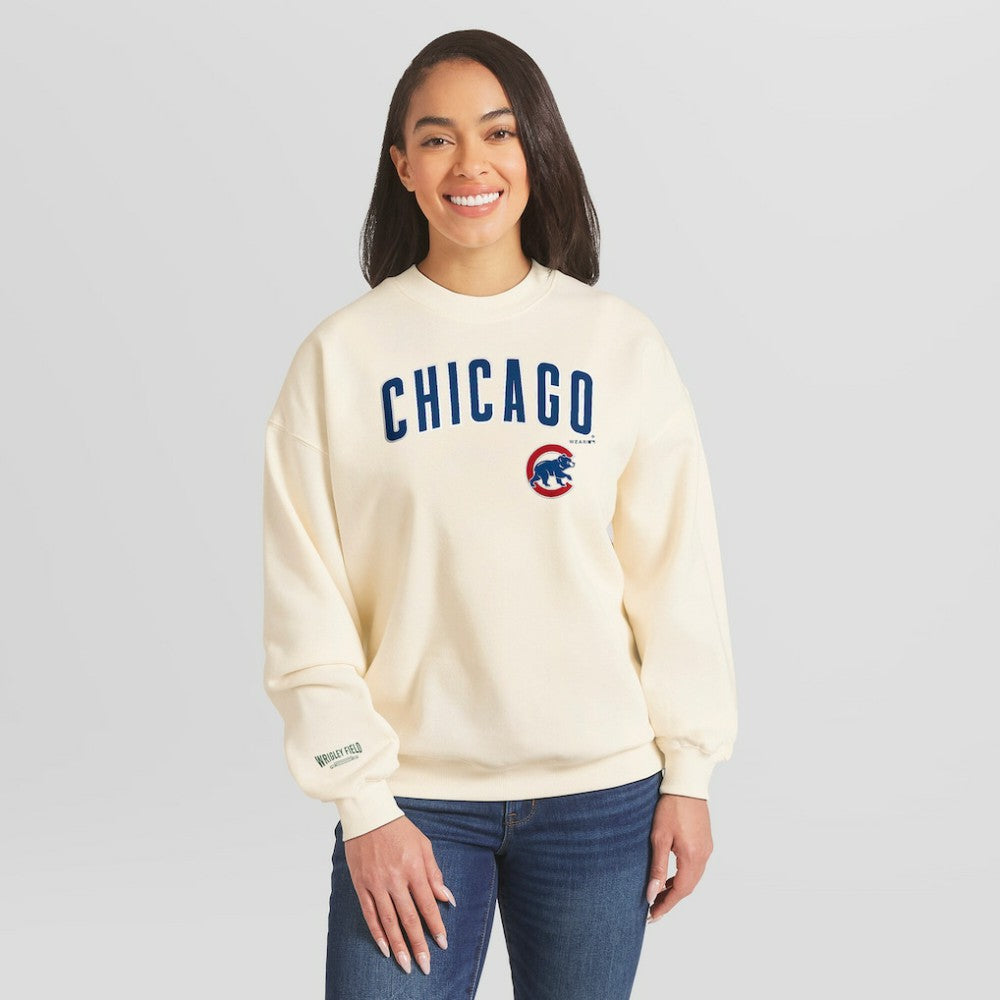 Chicago Cubs WEAR by Erin Andrews Women's Heavyweight Crew Neck Sweatshirt - MLB