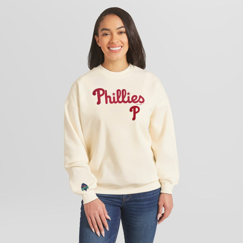 Philadelphia Phillies WEAR by Erin Andrews Women's Heavyweight Crew Neck Sweatshirt - MLB