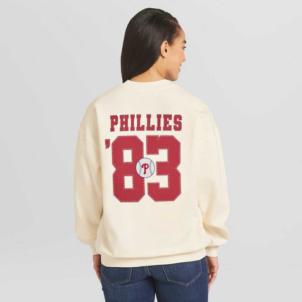 Philadelphia Phillies WEAR by Erin Andrews Women's Heavyweight Crew Neck Sweatshirt - MLB