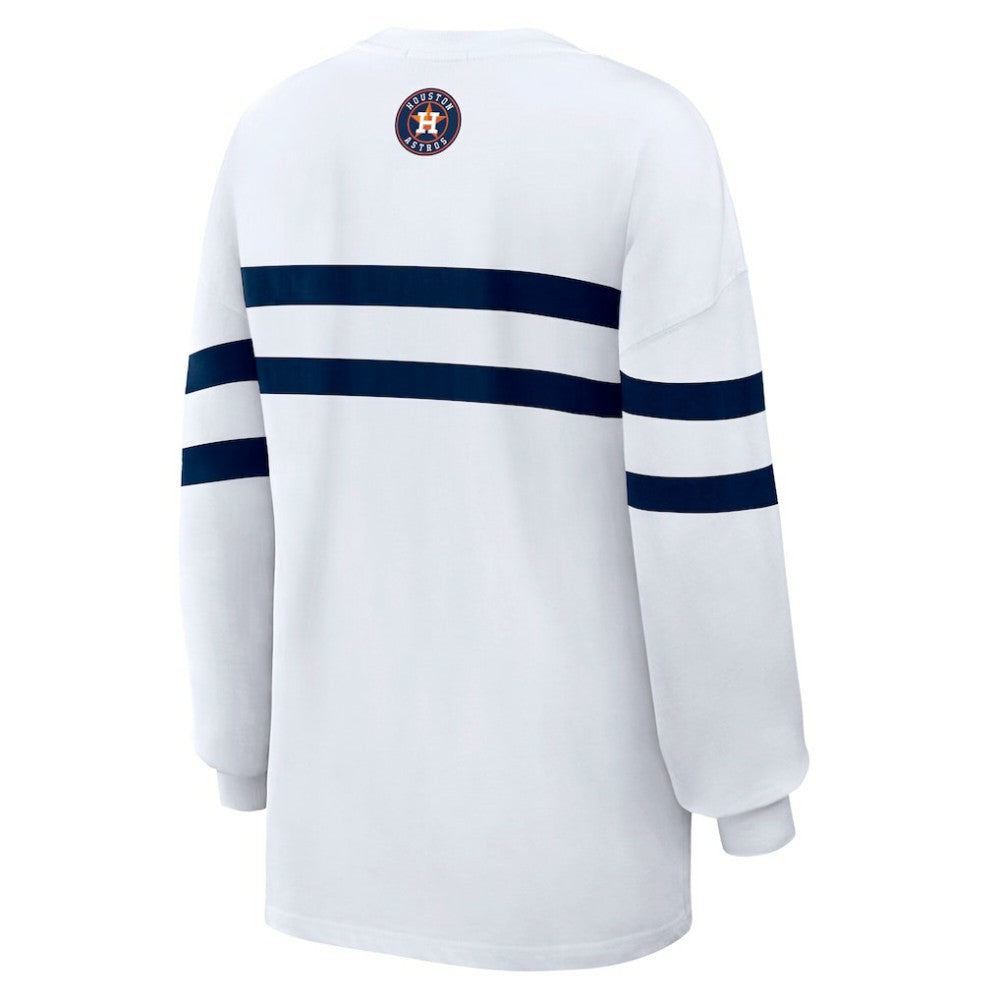 Houston Astros WEAR by Erin Andrews Women's Oversized Long Sleeve Striped T-Shirt - MLB