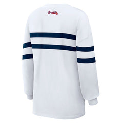 Atlanta Braves WEAR by Erin Andrews Women's Oversized Long Sleeve Striped T-Shirt - MLB