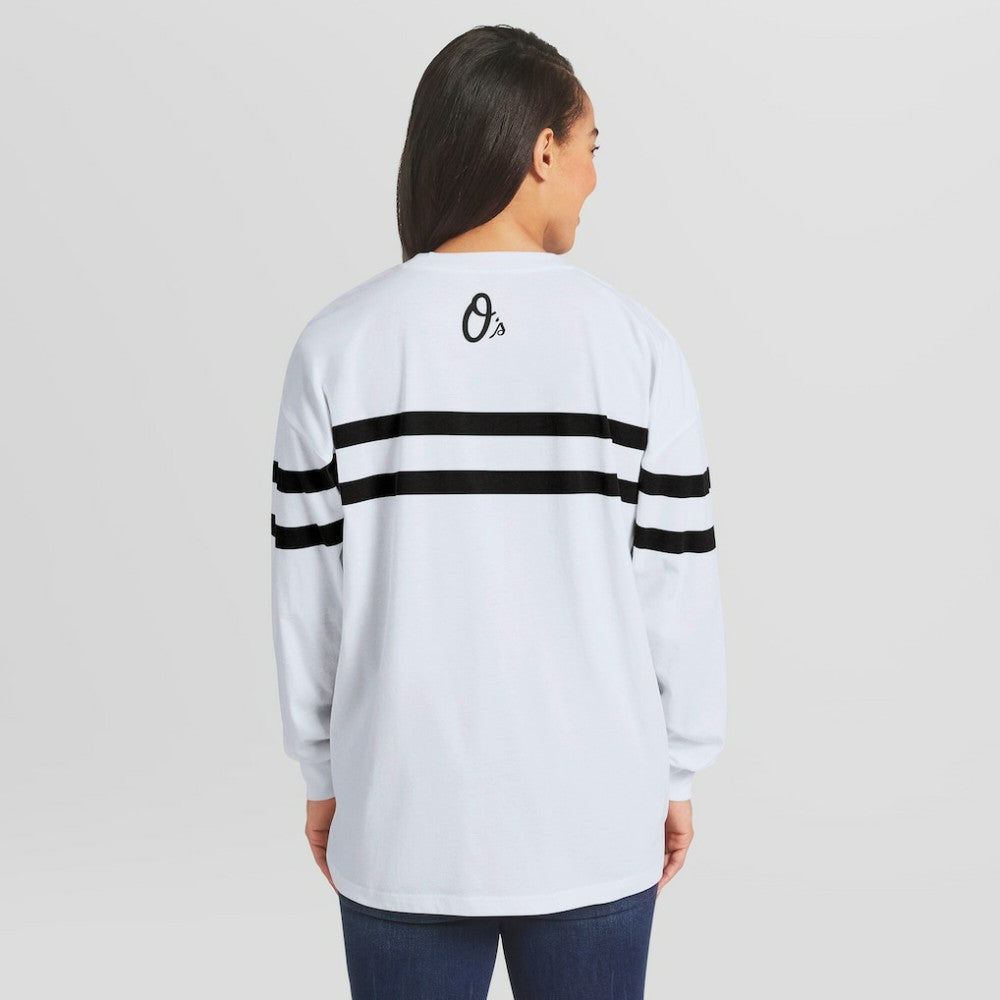 Baltimore Orioles WEAR by Erin Andrews Women's Oversized Long Sleeve Striped T-Shirt - MLB