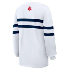 Boston Red Sox WEAR by Erin Andrews Women's Oversized Long Sleeve Striped T-Shirt - MLB