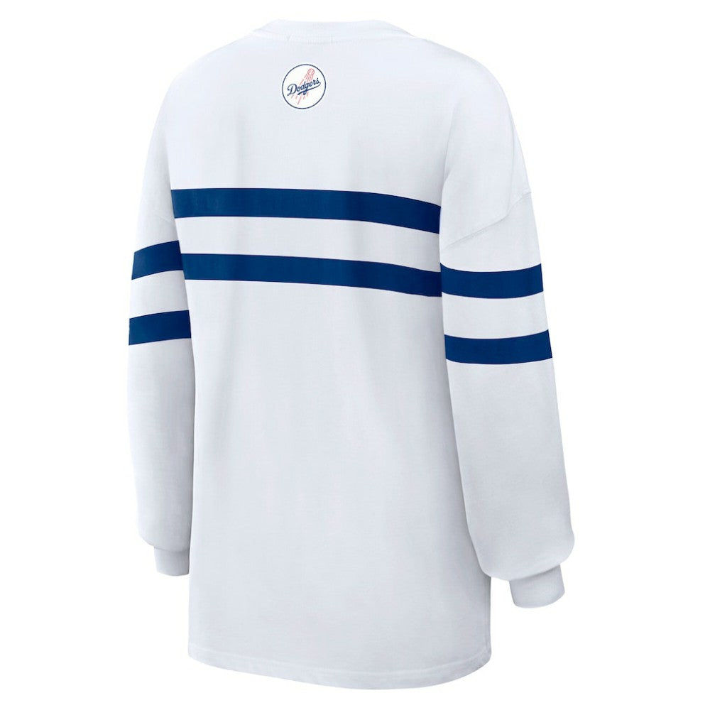 Los Angeles Dodgers WEAR by Erin Andrews Women's Oversized Long Sleeve Striped T-Shirt - MLB