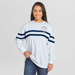 Milwaukee Brewers WEAR by Erin Andrews Women's Oversized Long Sleeve Striped T-Shirt - MLB