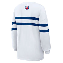 Chicago Cubs WEAR by Erin Andrews Women's Oversized Long Sleeve Striped T-Shirt - MLB