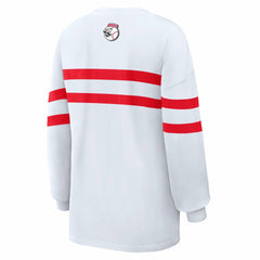 Cincinnati Reds WEAR by Erin Andrews Women's Oversized Long Sleeve Striped T-Shirt - MLB