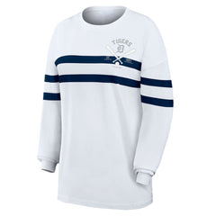 Detroit Tigers WEAR by Erin Andrews Women's Oversized Long Sleeve Striped T-Shirt - MLB