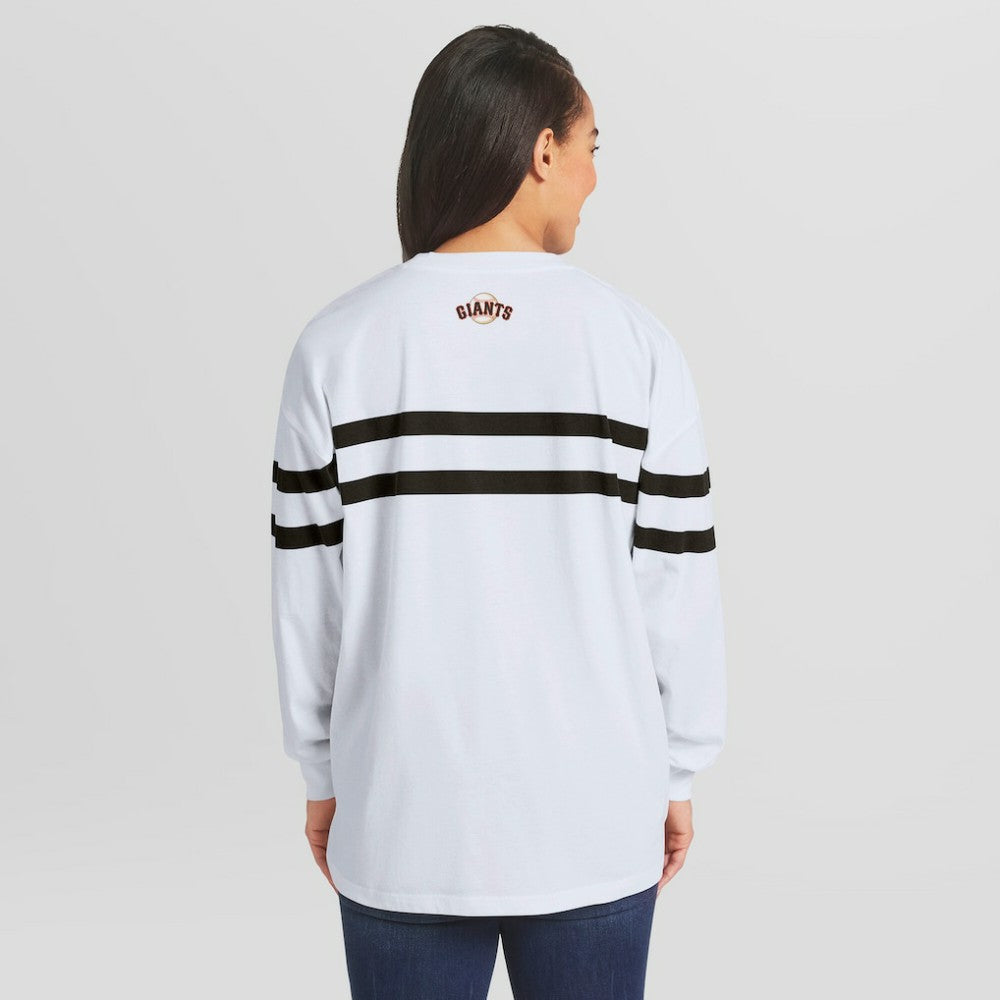 San Francisco Giants WEAR by Erin Andrews Women's Oversized Long Sleeve Striped T-Shirt - MLB