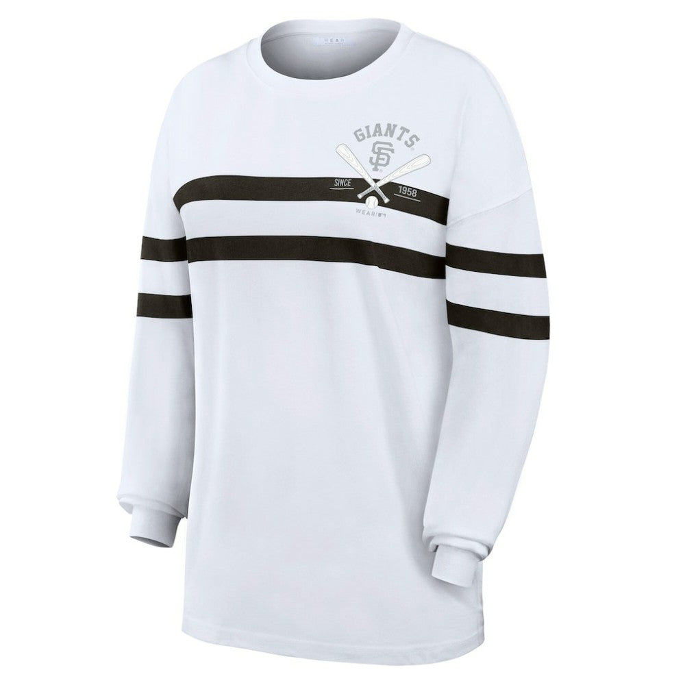 San Francisco Giants WEAR by Erin Andrews Women's Oversized Long Sleeve Striped T-Shirt - MLB