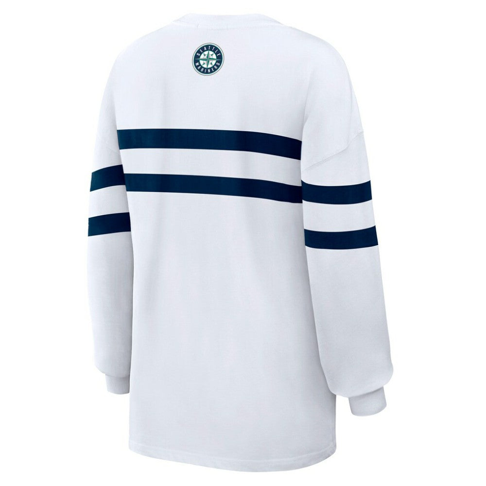 Seattle Mariners WEAR by Erin Andrews Women's Oversized Long Sleeve Striped T-Shirt - MLB