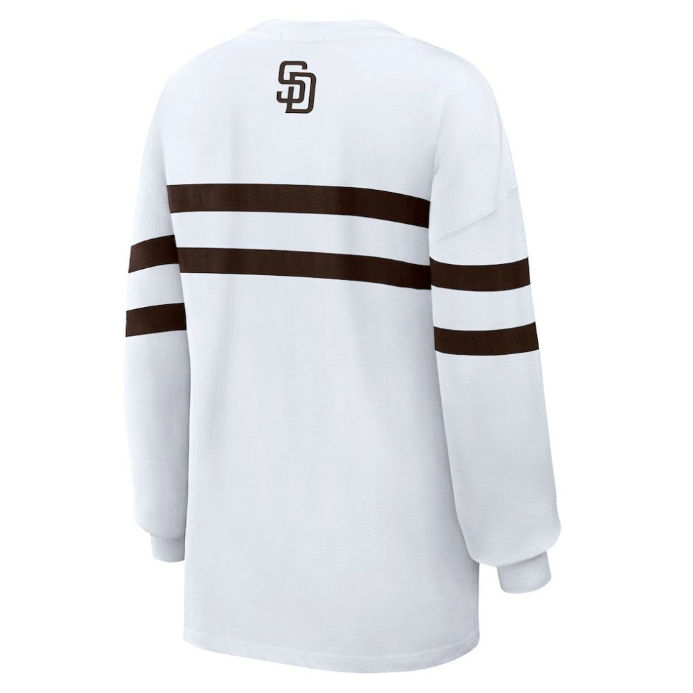 San Diego Padres WEAR by Erin Andrews Women's Oversized Long Sleeve Striped T-Shirt - MLB