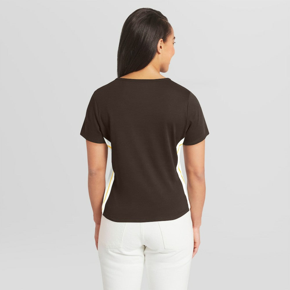 San Diego Padres WEAR by Erin Andrews Women's Notch Neck Cropped T-Shirt - MLB