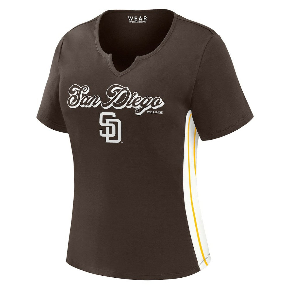 San Diego Padres WEAR by Erin Andrews Women's Notch Neck Cropped T-Shirt - MLB