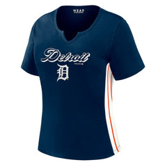 Detroit Tigers WEAR by Erin Andrews Women's Notch Neck Cropped T-Shirt - MLB