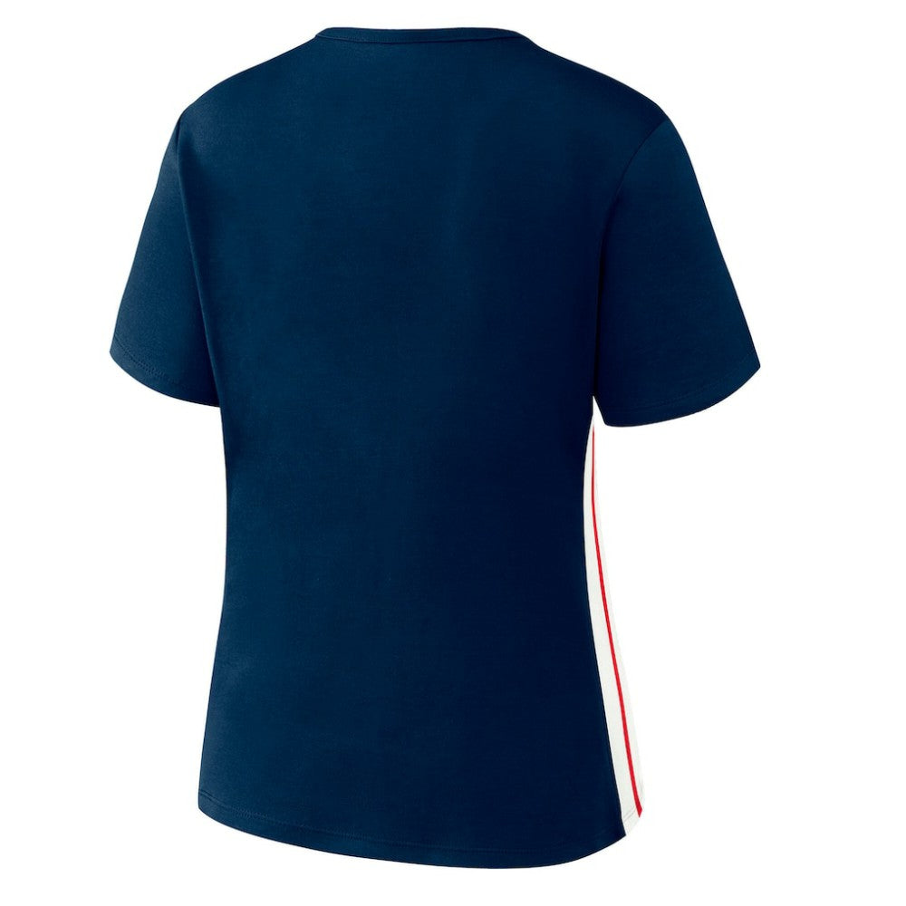 Atlanta Braves WEAR by Erin Andrews Women's Notch Neck Cropped T-Shirt - MLB