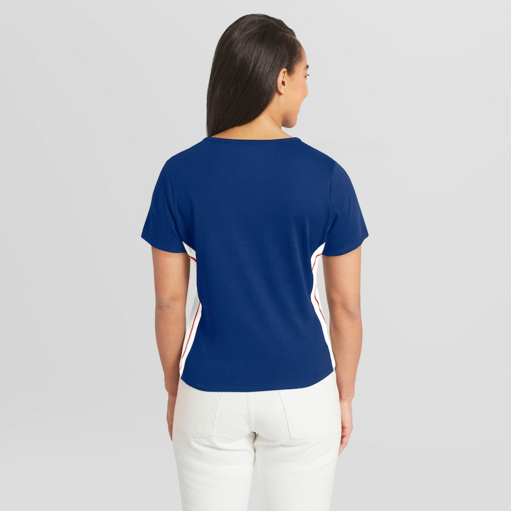 Chicago Cubs WEAR by Erin Andrews Women's Notch Neck Cropped T-Shirt - MLB