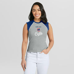 Chicago Cubs WEAR by Erin Andrews Women's Cropped Raglan Tank Top - MLB