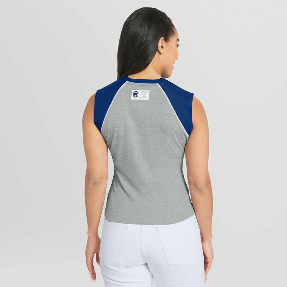 Chicago Cubs WEAR by Erin Andrews Women's Cropped Raglan Tank Top - MLB