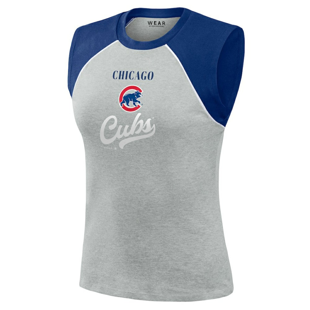 Chicago Cubs WEAR by Erin Andrews Women's Cropped Raglan Tank Top - MLB