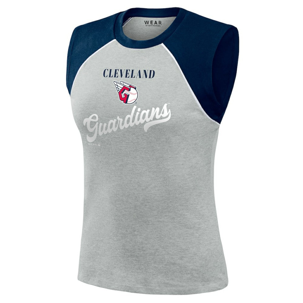 Cleveland Guardians WEAR by Erin Andrews Women's Cropped Raglan Tank Top - MLB