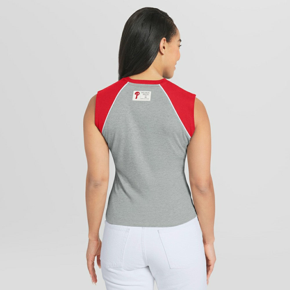 Philadelphia Phillies WEAR by Erin Andrews Women's Cropped Raglan Tank Top - MLB
