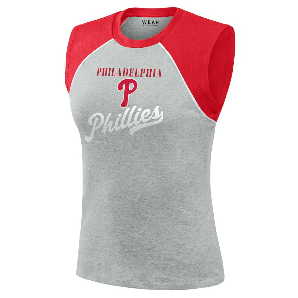 Philadelphia Phillies WEAR by Erin Andrews Women's Cropped Raglan Tank Top - MLB