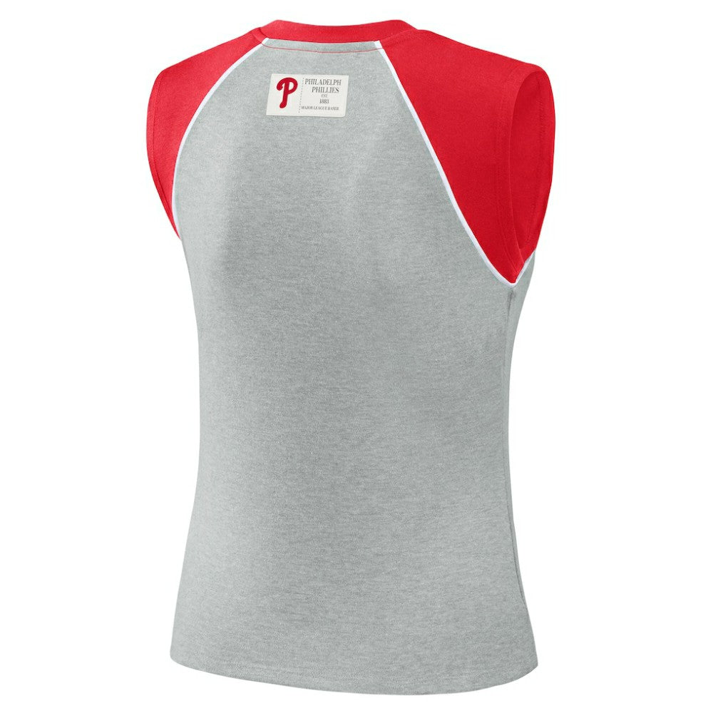 Philadelphia Phillies WEAR by Erin Andrews Women's Cropped Raglan Tank Top - MLB