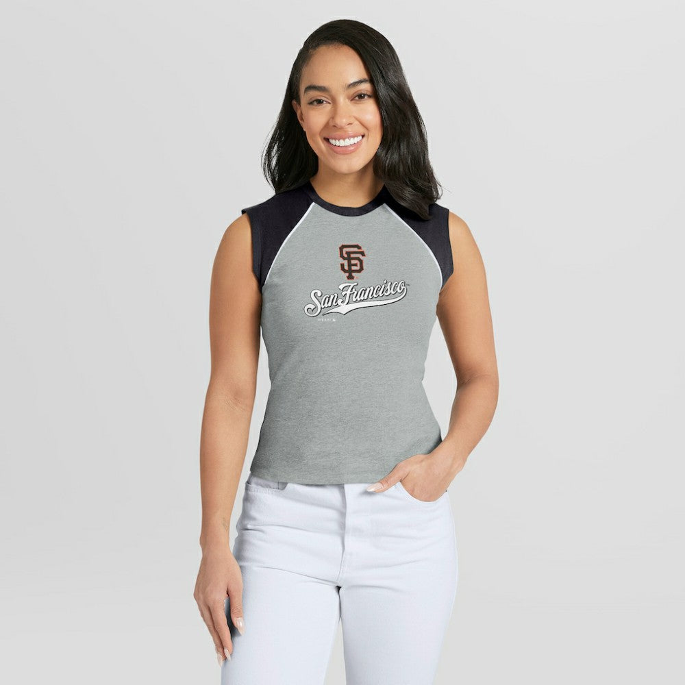San Francisco Giants WEAR by Erin Andrews Women's Cropped Raglan Tank Top - MLB