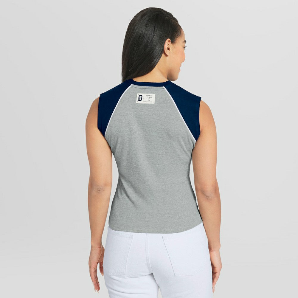 Detroit Tigers WEAR by Erin Andrews Women's Cropped Raglan Tank Top - MLB