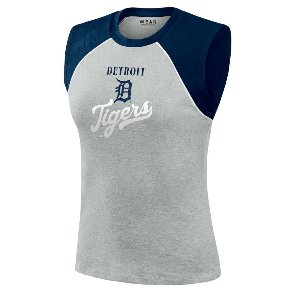 Detroit Tigers WEAR by Erin Andrews Women's Cropped Raglan Tank Top - MLB