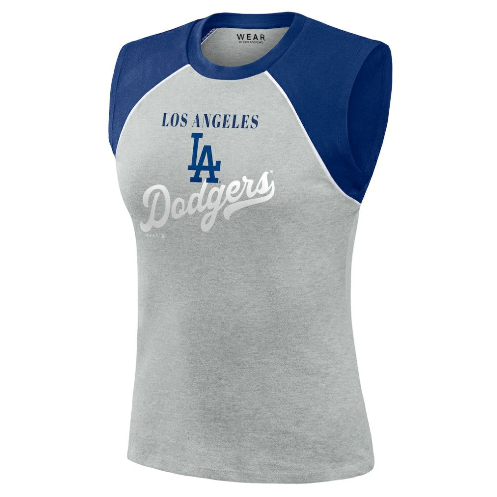 Los Angeles Dodgers WEAR by Erin Andrews Women's Cropped Raglan Tank Top - MLB