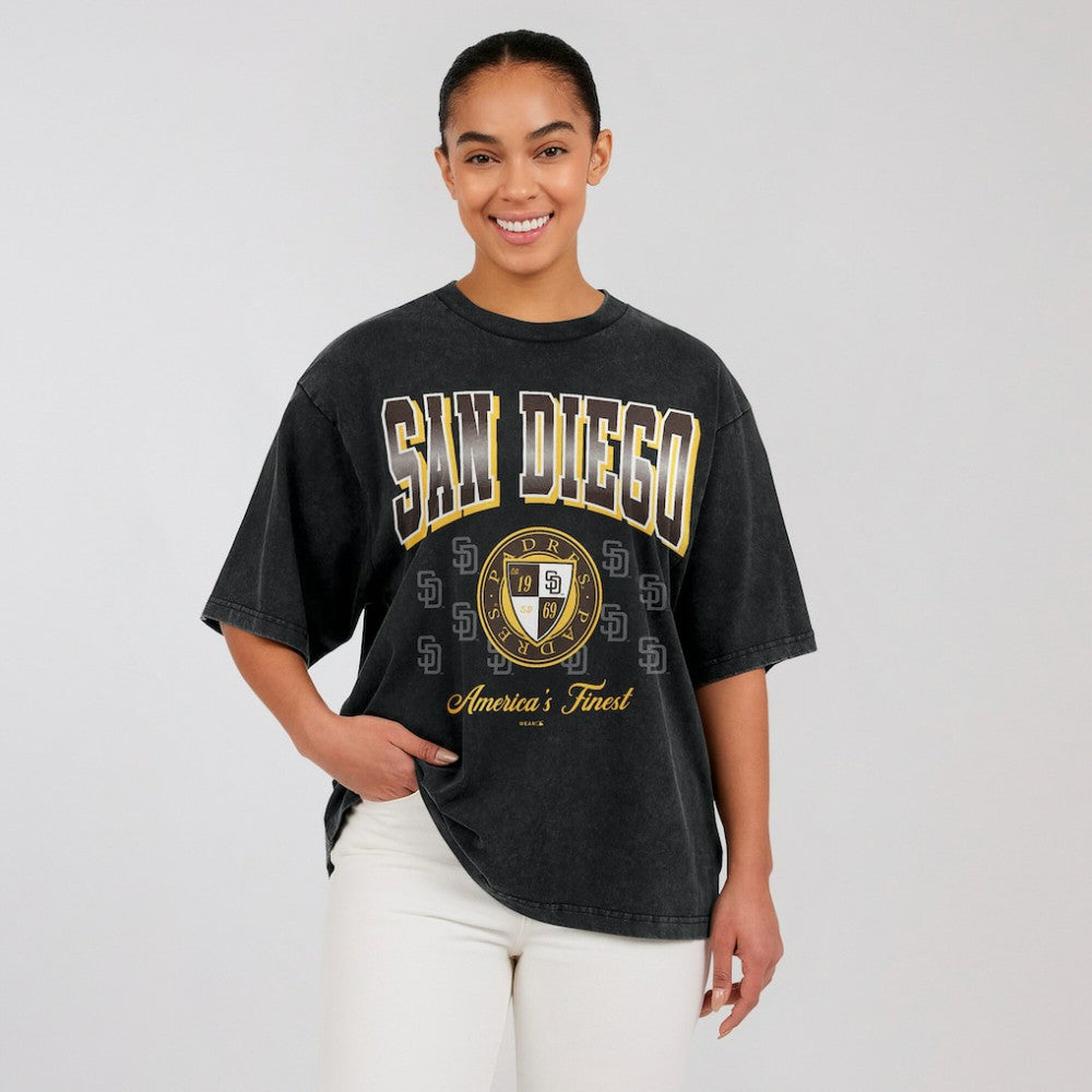 San Diego Padres WEAR by Erin Andrews Women's Oversized Boyfriend T-Shirt - MLB