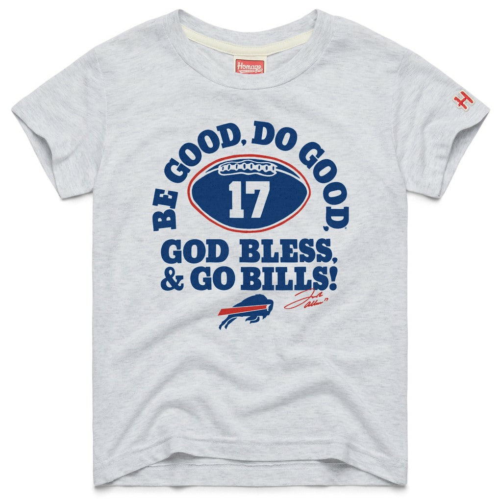 Josh Allen Buffalo Bills Homage Youth Be Good Do Good Signature Tri-Blend T-Shirt Gray | NFL