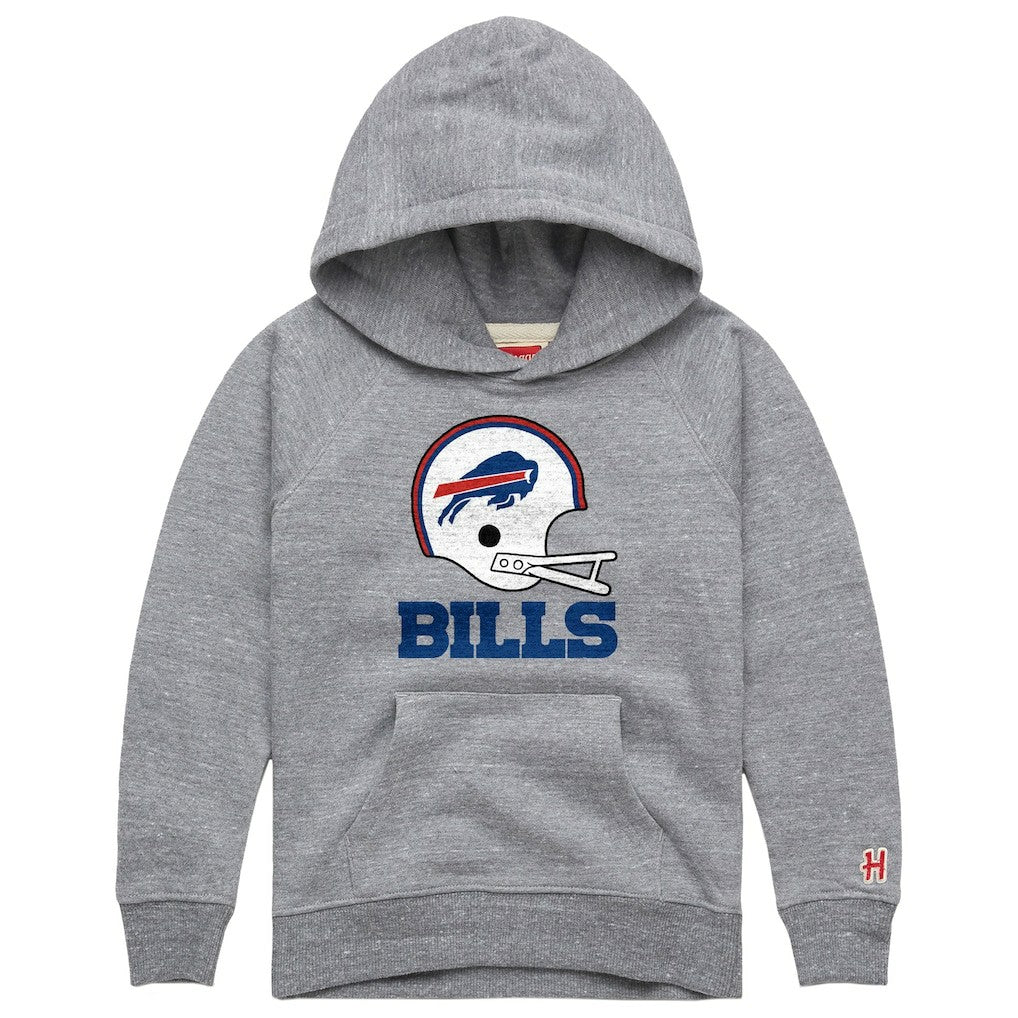 Buffalo Bills Homage Youth Big Helmet Tri-Blend Hoodie Gray | NFL
