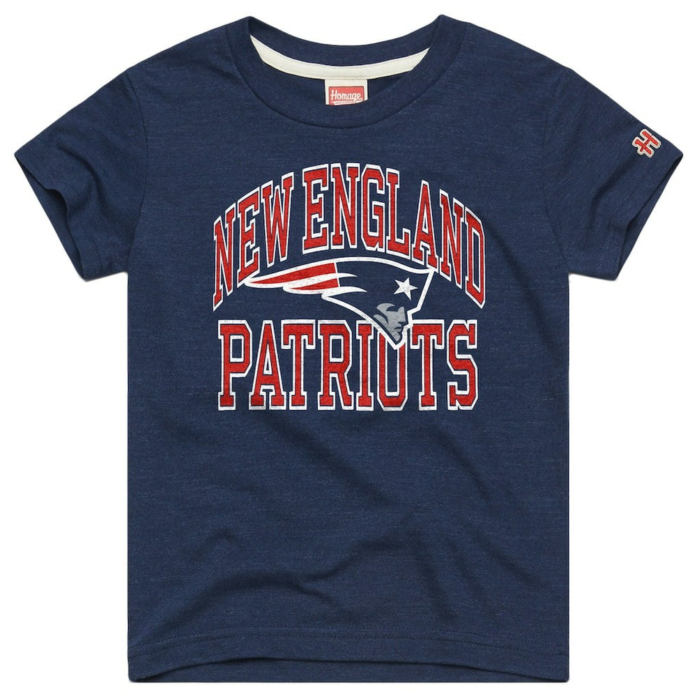 New England Patriots Homage Youth Arch Tri-Blend T-Shirt Navy | NFL