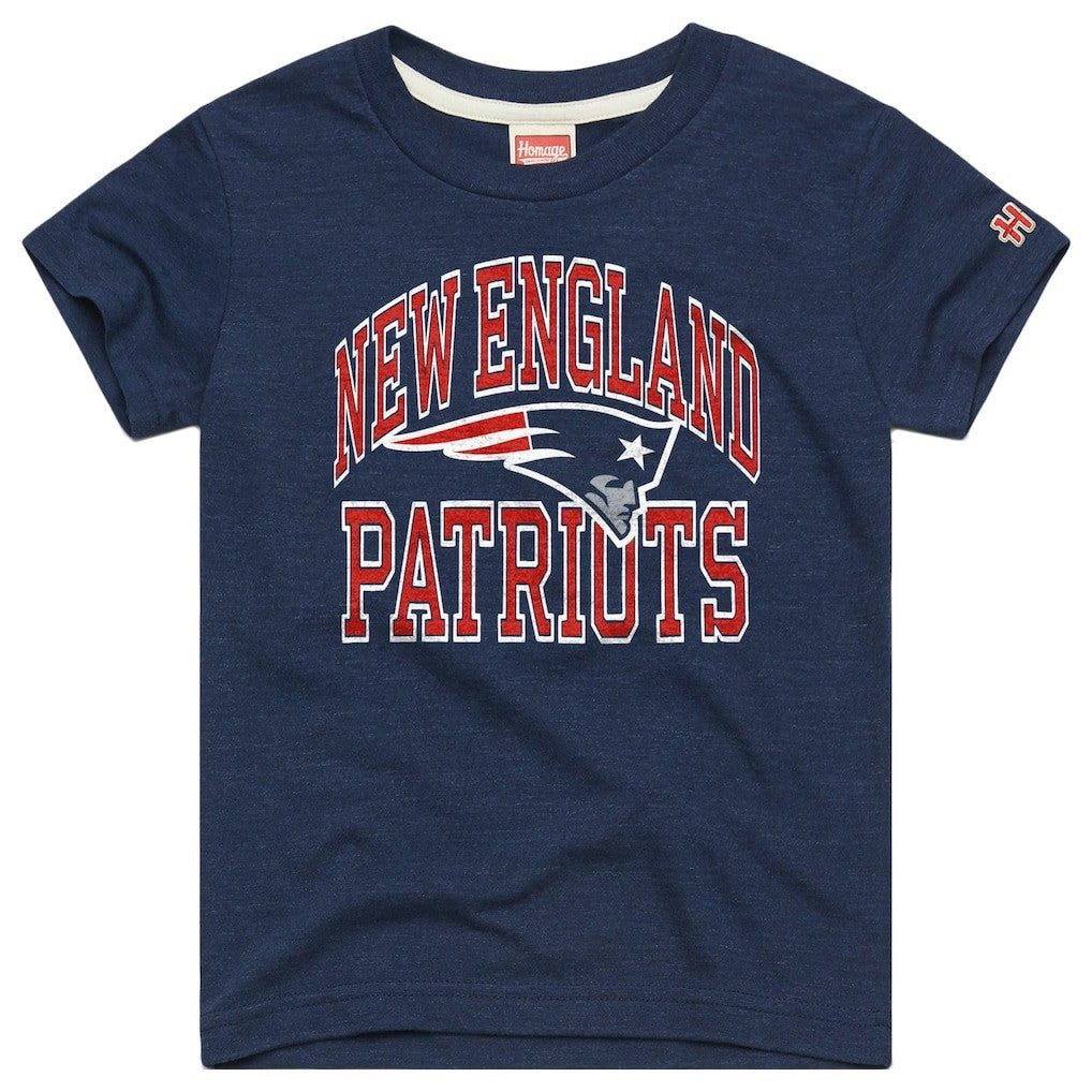 New England Patriots Homage Youth Arch Tri-Blend T-Shirt Navy | NFL