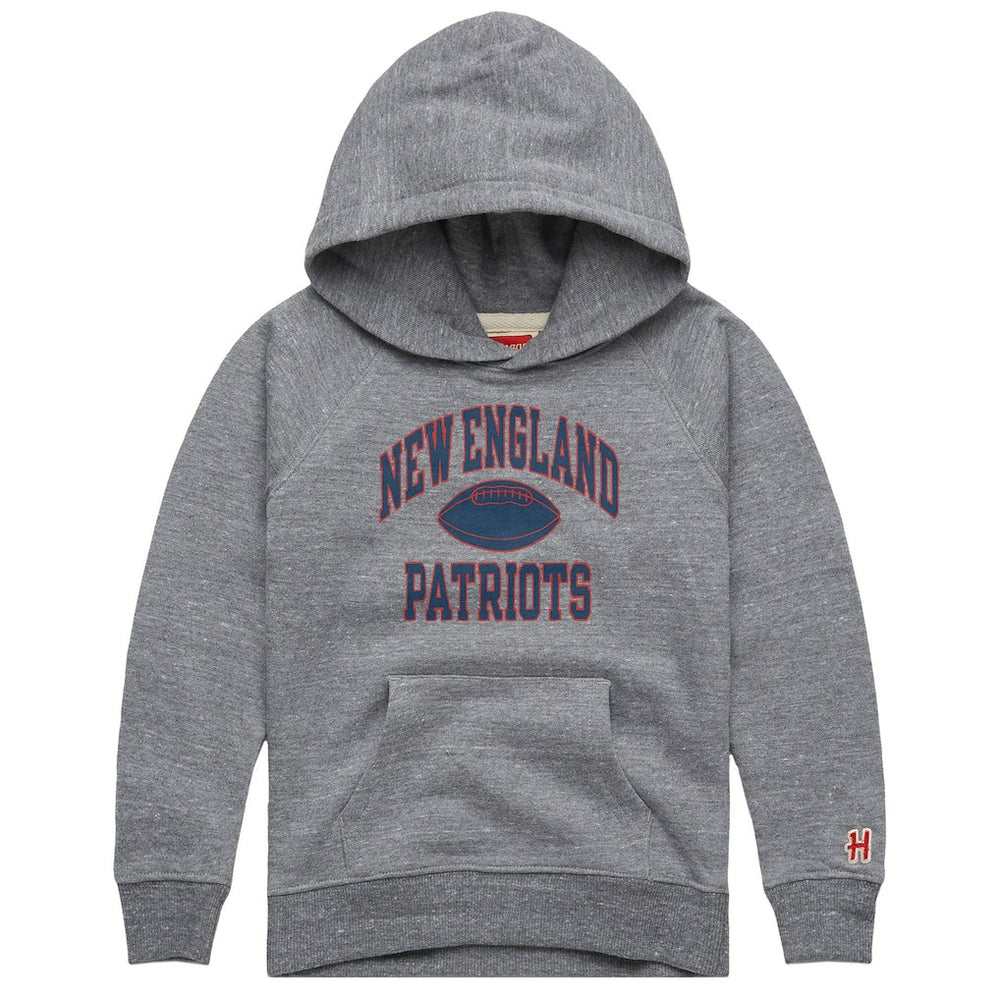 New England Patriots Homage Youth Gridiron Tri-Blend Hoodie Gray | NFL