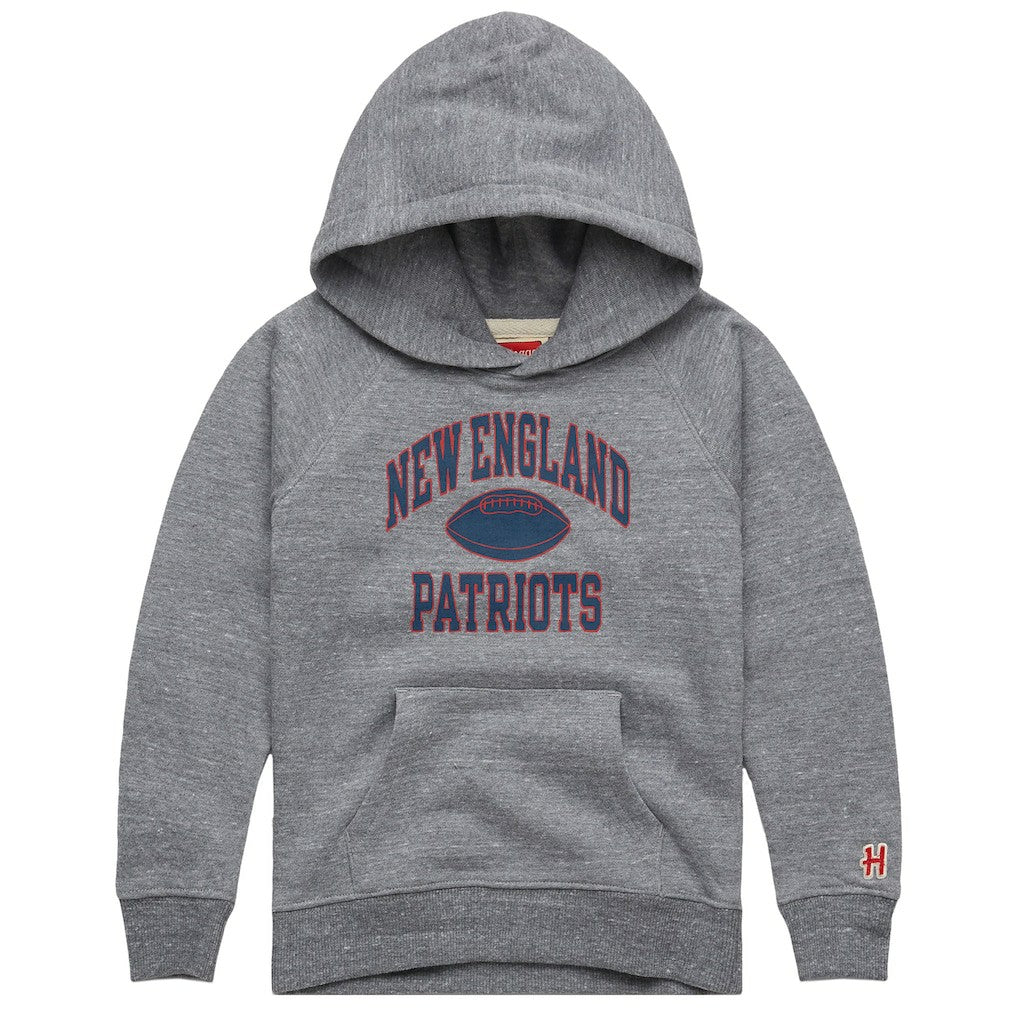 New England Patriots Homage Youth Gridiron Tri-Blend Hoodie Gray | NFL