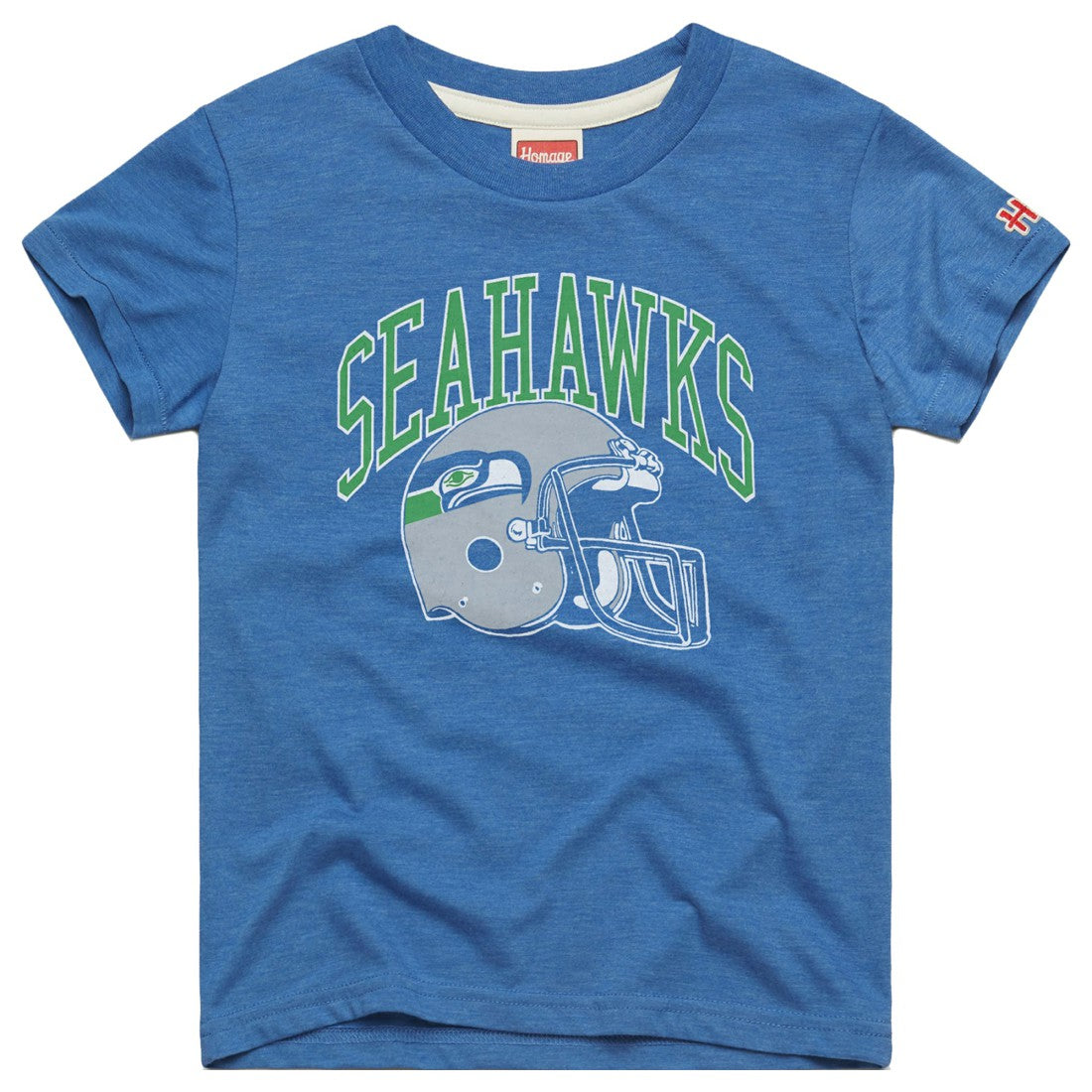 Seattle Seahawks Homage Youth Retro Helmet Tri-Blend T-Shirt Royal | NFL