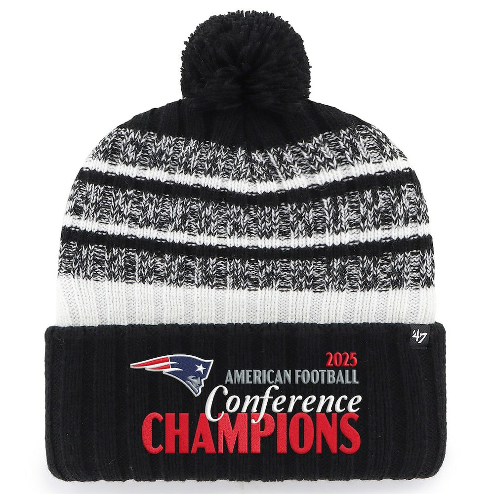 New England Patriots '47 2025 AFC Champions Tavern Cuffed Knit Hat with Pom Black | NFL