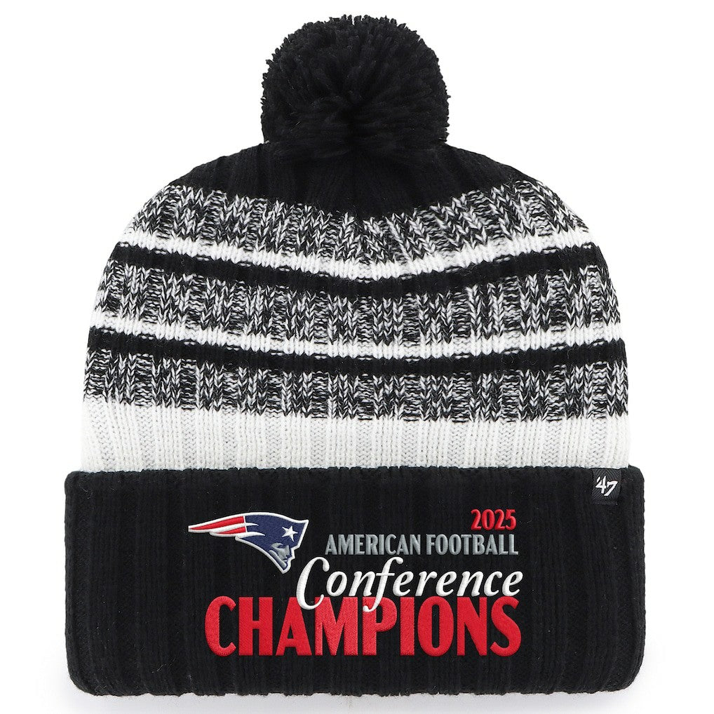 New England Patriots '47 2025 AFC Champions Tavern Cuffed Knit Hat with Pom Black | NFL