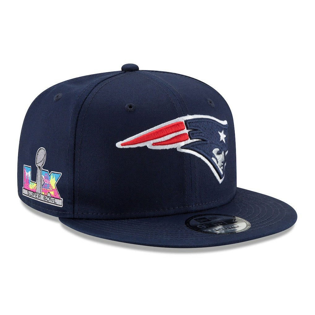 New England Patriots New Era Super Bowl LX Side Patch 9FIFTY Snapback Hat Navy | NFL