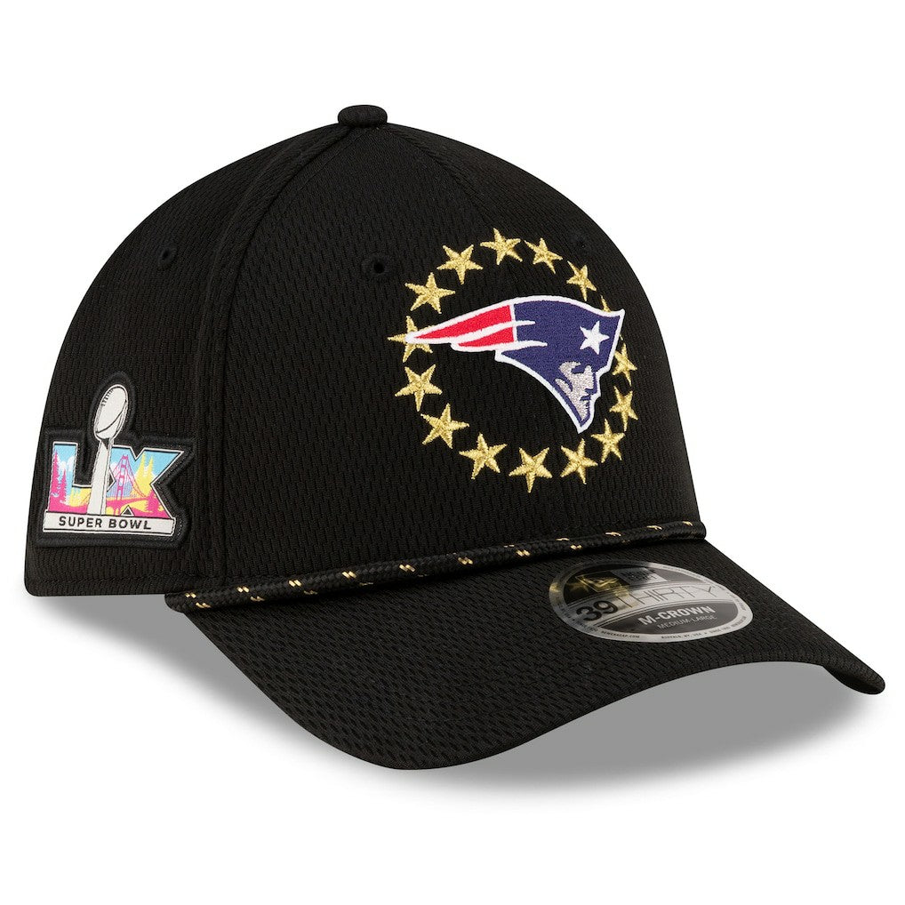 New England Patriots New Era Super Bowl LX 39THIRTY M-Crown Rope Flex Hat Black | NFL