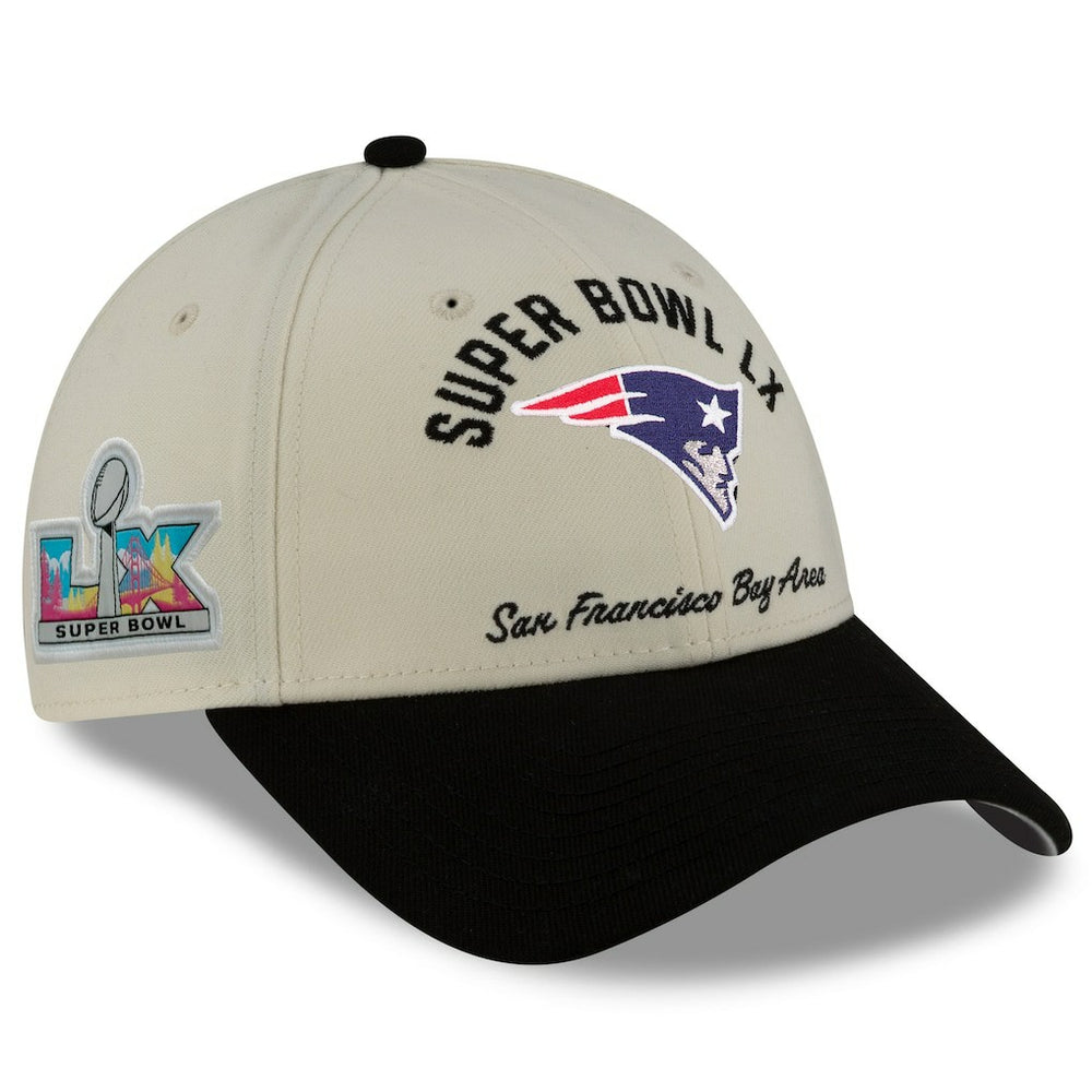 New England Patriots New Era Super Bowl LX 9FORTY Adjustable Hat Cream/Black | NFL
