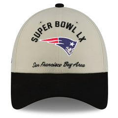 New England Patriots New Era Super Bowl LX 9FORTY Adjustable Hat Cream/Black | NFL