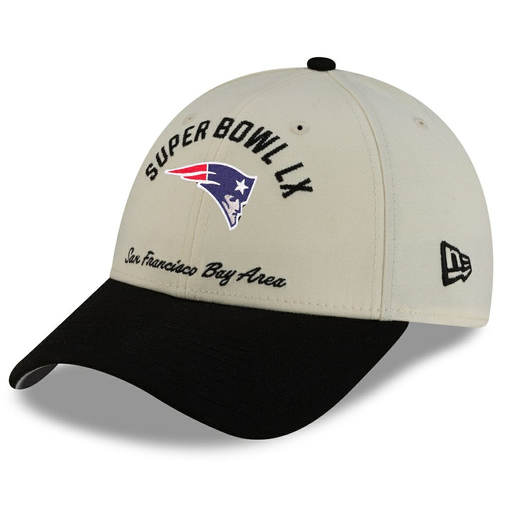 New England Patriots New Era Super Bowl LX 9FORTY Adjustable Hat Cream/Black | NFL