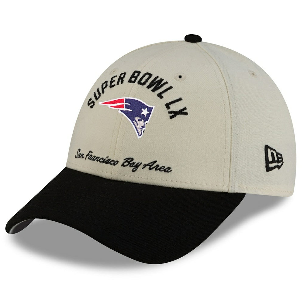 New England Patriots New Era Super Bowl LX 9FORTY Adjustable Hat Cream/Black | NFL